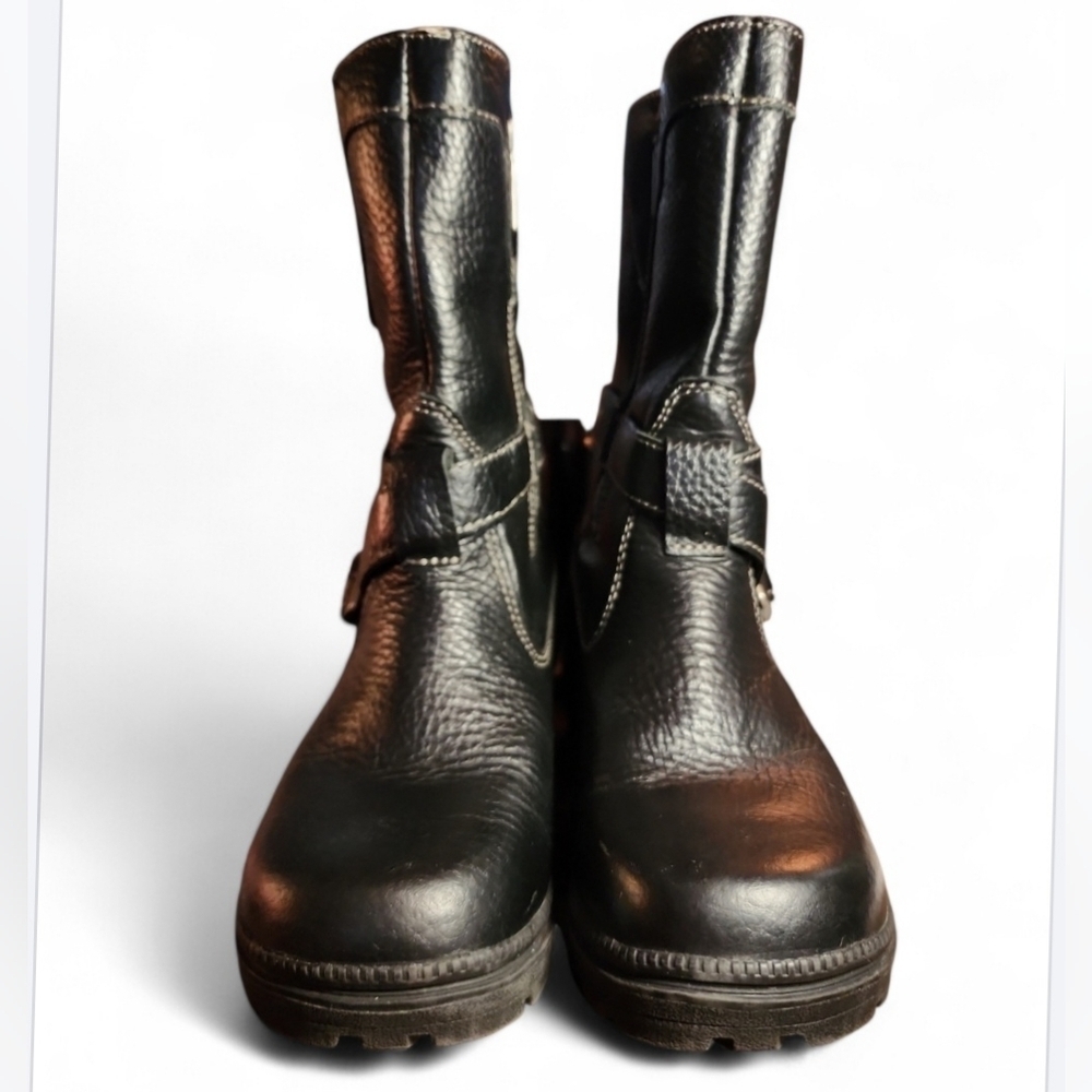 Milwaukee Motorcycle Clothing Co. Black Leather Boots Mvb241 Size 6 Chunky Heel - Picture 2 of 7